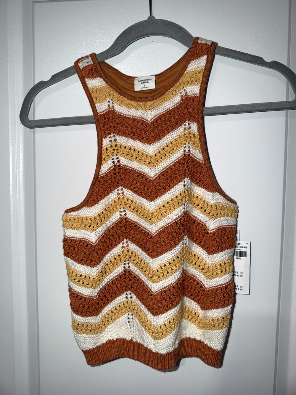Abercrombie Crochet Striped Tank Top – Small NWT 🤎